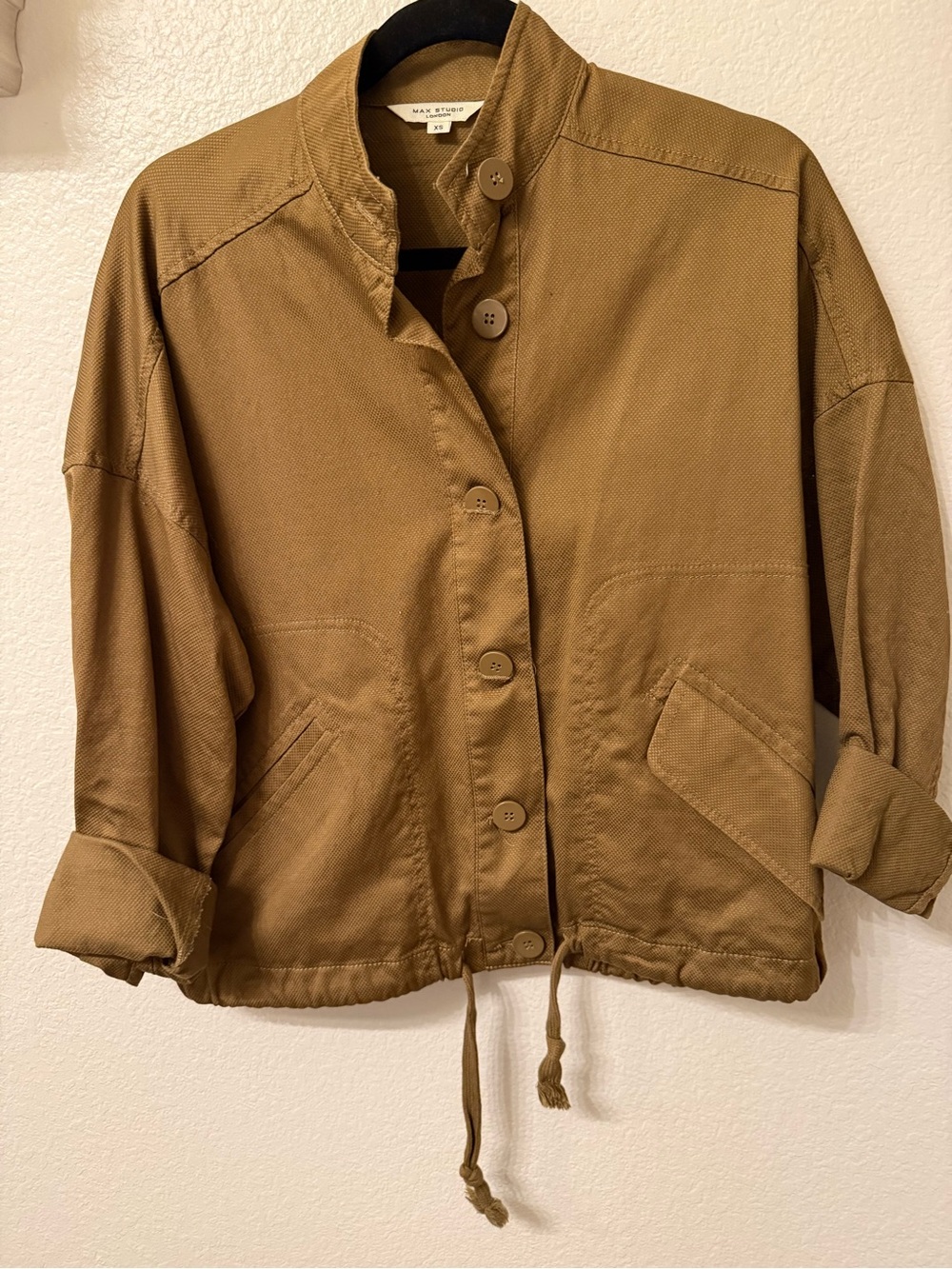 Max Studio Olive-Brown Utility Drawstring Jacket